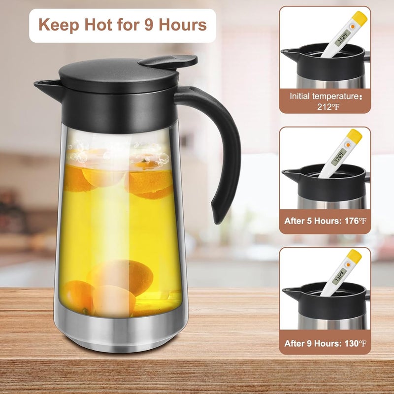 GearRoot 28oz Coffee Carafe Airpot Insulated Coffee Urn Stainless Steel Vacuum Thermal Pot Flask for Coffee, Hot Water, Tea, Hot Beverage - Keep 9 Hours Hot, 18 Hours Cold (2 Pack Silver) - Image 2